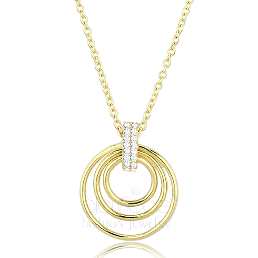 TS601 - Gold 925 Sterling Silver Necklace with AAA Grade CZ  in Clear-0