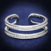 TS605 - Rhodium 925 Sterling Silver Ring with AAA Grade CZ  in Clear-0