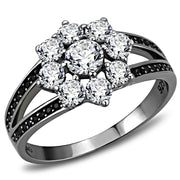 TS611 - Ruthenium 925 Sterling Silver Ring with AAA Grade CZ  in Clear-0