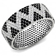TS613 - Rhodium 925 Sterling Silver Ring with AAA Grade CZ  in Jet-0