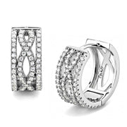 TS617 - Rhodium 925 Sterling Silver Earrings with AAA Grade CZ  in Clear-0