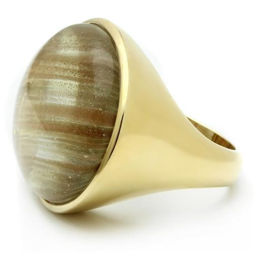 VL002 - IP Gold(Ion Plating) Brass Ring with Synthetic Synthetic Rutile in Topaz-2