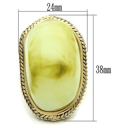 VL005 - IP Gold(Ion Plating) Brass Ring with Synthetic Synthetic Stone in Apple Green color-1