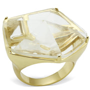 VL007 - Gold Brass Ring with Synthetic Synthetic Stone in Clear-0