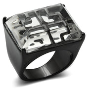 VL008 - TIN Cobalt Black Brass Ring with Synthetic Synthetic Stone in Clear-0