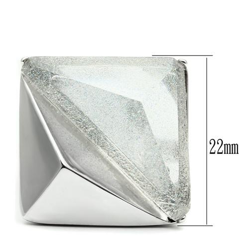VL009 - Rhodium Brass Ring with Synthetic Synthetic Stone in Aurora Borealis (Rainbow Effect)-1