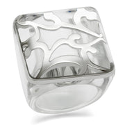 VL012 - Rhodium Brass Ring with Synthetic Synthetic Stone in Clear-0