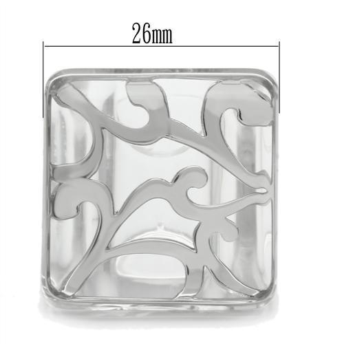 VL012 - Rhodium Brass Ring with Synthetic Synthetic Stone in Clear-1