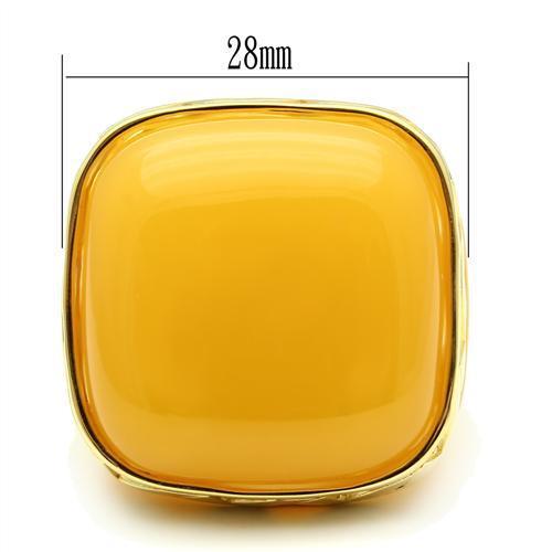 VL014 - IP Gold(Ion Plating) Brass Ring with Synthetic Synthetic Stone in Topaz-1