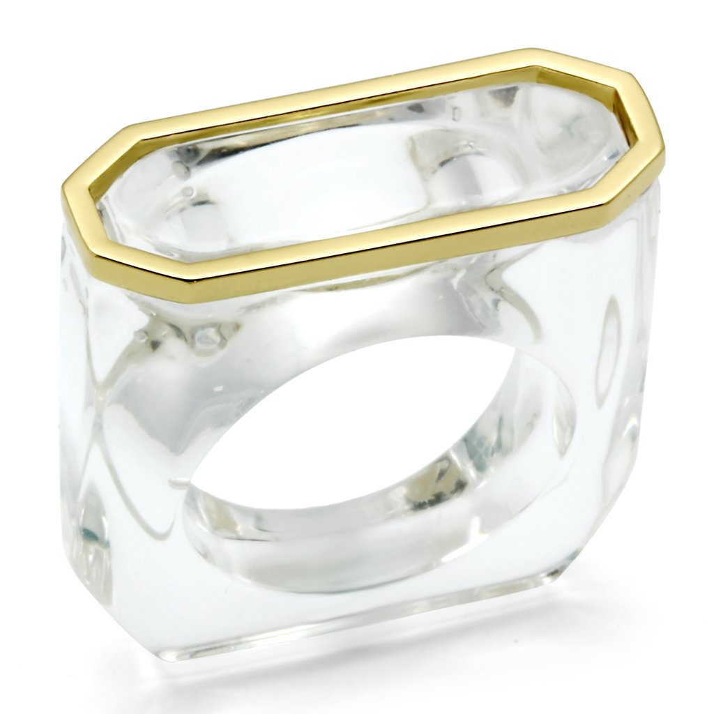 VL016 - Gold Brass Ring with Synthetic Synthetic Stone in Clear-0