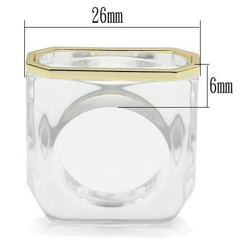 VL016 - Gold Brass Ring with Synthetic Synthetic Stone in Clear-1