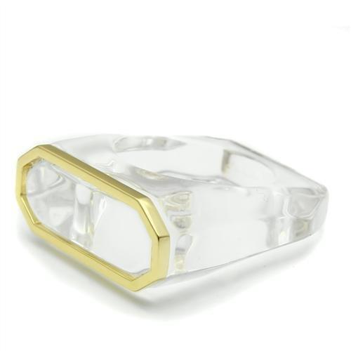 VL016 - Gold Brass Ring with Synthetic Synthetic Stone in Clear-2
