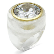 VL018 - Gold Brass Ring with AAA Grade CZ  in Clear-0