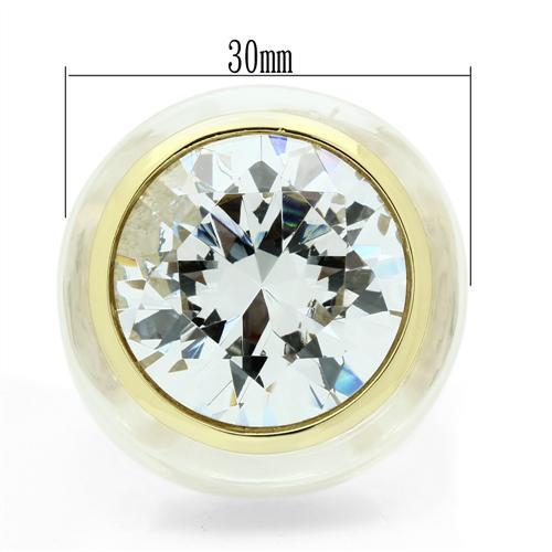 VL018 - Gold Brass Ring with AAA Grade CZ  in Clear-1