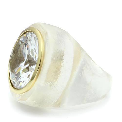 VL018 - Gold Brass Ring with AAA Grade CZ  in Clear-2