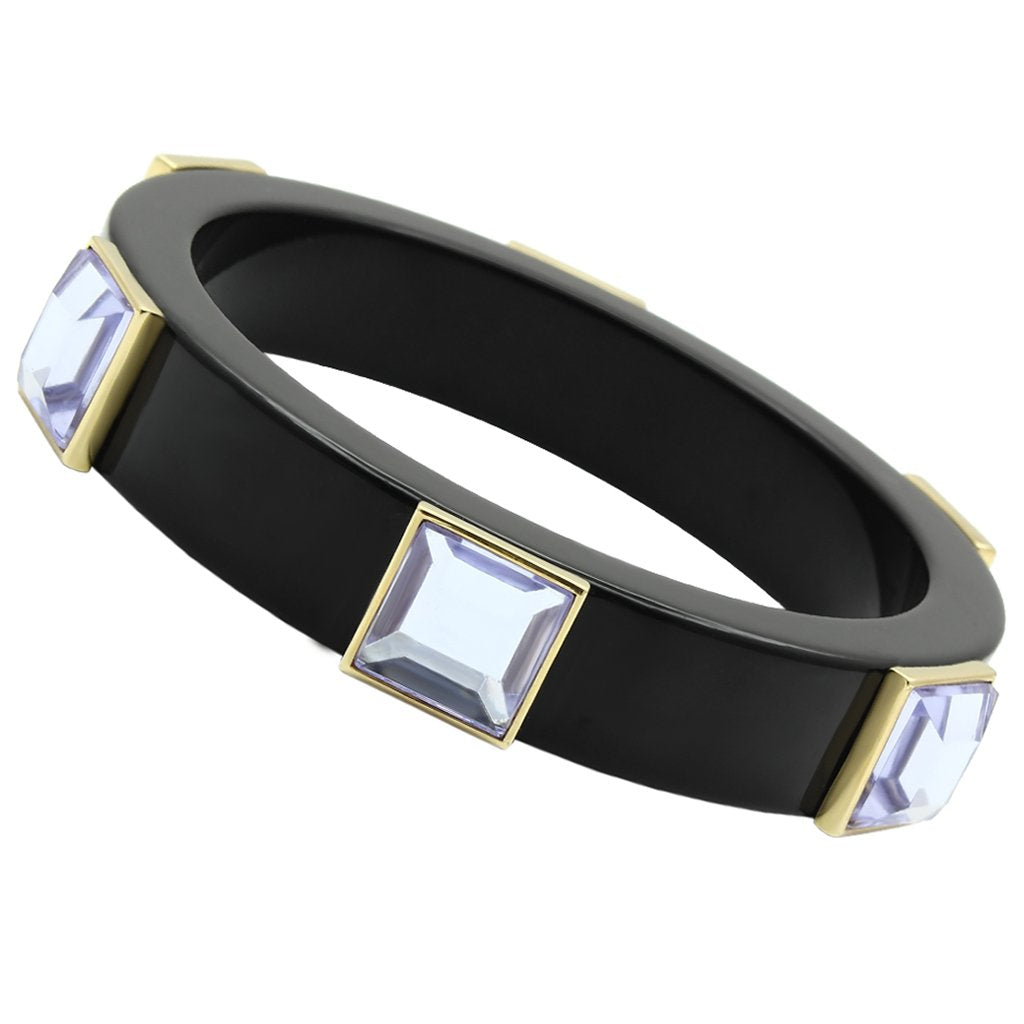 VL031 - IP Gold(Ion Plating) Brass Bangle with Synthetic Acrylic in Light Amethyst-0