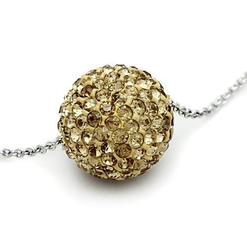 VL057 - Rhodium Brass Chain Pendant with Top Grade Crystal  in Topaz-1