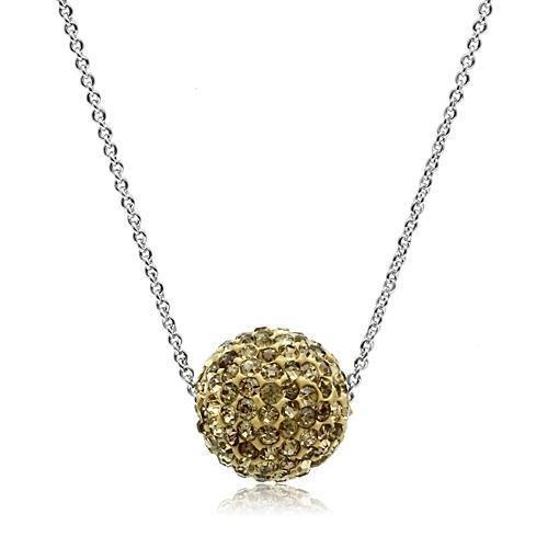 VL057 - Rhodium Brass Chain Pendant with Top Grade Crystal  in Topaz-0