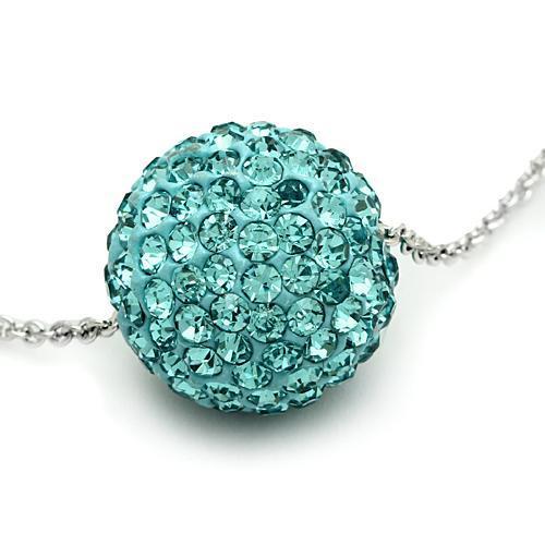 VL059 - Rhodium Brass Chain Pendant with Top Grade Crystal  in Sea Blue-1