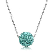 VL059 - Rhodium Brass Chain Pendant with Top Grade Crystal  in Sea Blue-0