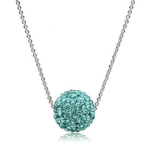 VL059 - Rhodium Brass Chain Pendant with Top Grade Crystal  in Sea Blue-0