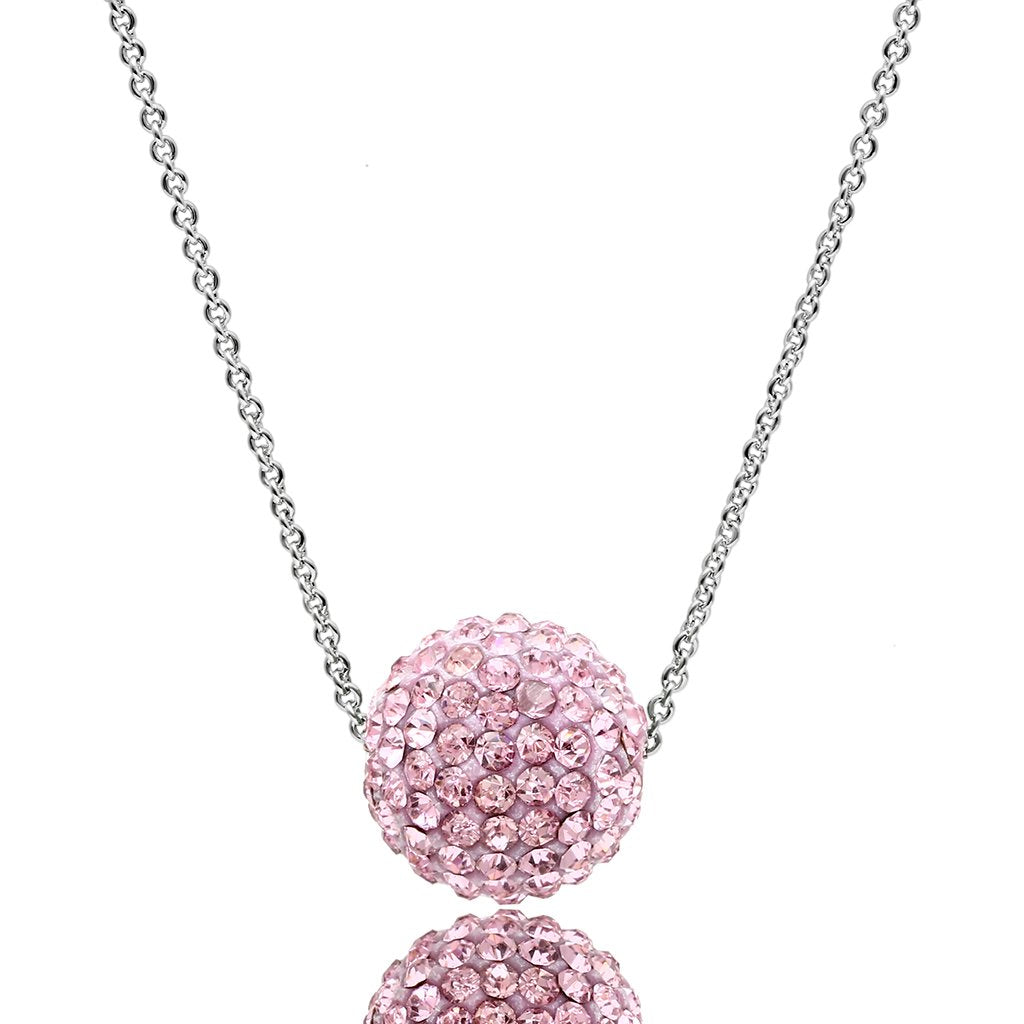 VL060 - Rhodium Brass Chain Pendant with Top Grade Crystal  in Emerald-0