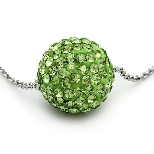VL060 - Rhodium Brass Chain Pendant with Top Grade Crystal  in Emerald-1