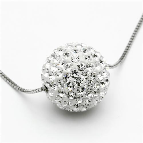 VL061 - Rhodium Brass Chain Pendant with Top Grade Crystal  in Clear-2