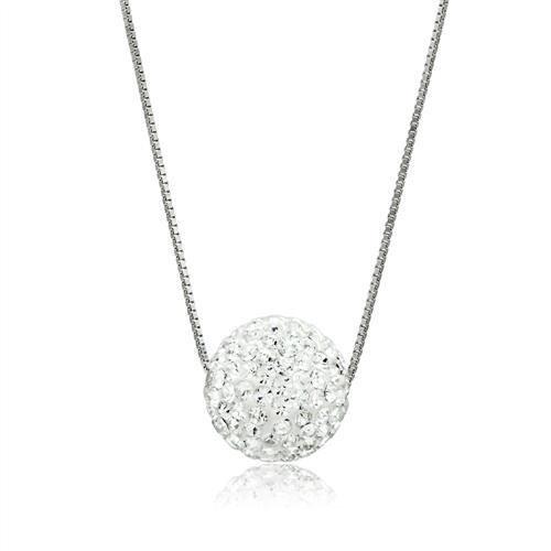 VL061 - Rhodium Brass Chain Pendant with Top Grade Crystal  in Clear-0