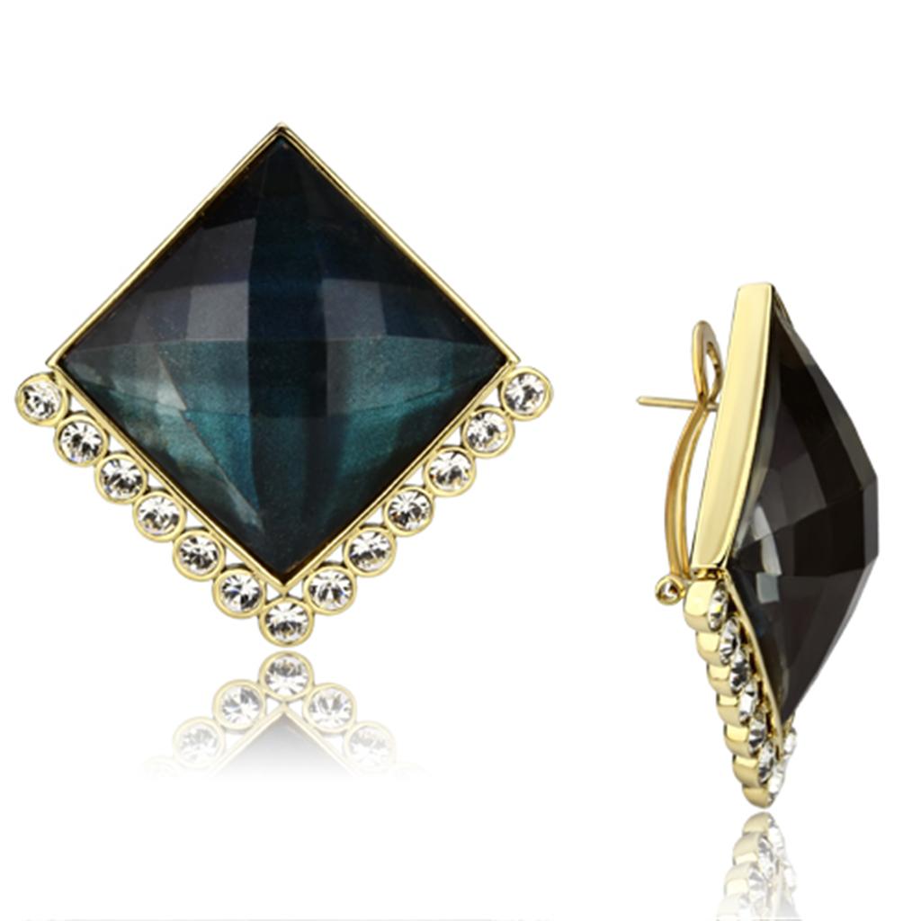 VL064 - IP Gold(Ion Plating) Brass Earrings with Synthetic Synthetic Stone in Tanzanite-0