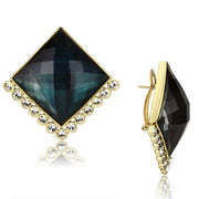 VL064 - IP Gold(Ion Plating) Brass Earrings with Synthetic Synthetic Stone in Tanzanite-0