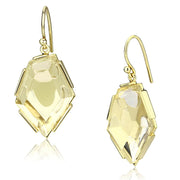 VL066 - IP Gold(Ion Plating) Brass Earrings with Synthetic Synthetic Stone in Clear-0