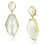VL075 - IP Gold(Ion Plating) Brass Earrings with Synthetic Synthetic Stone in White-0