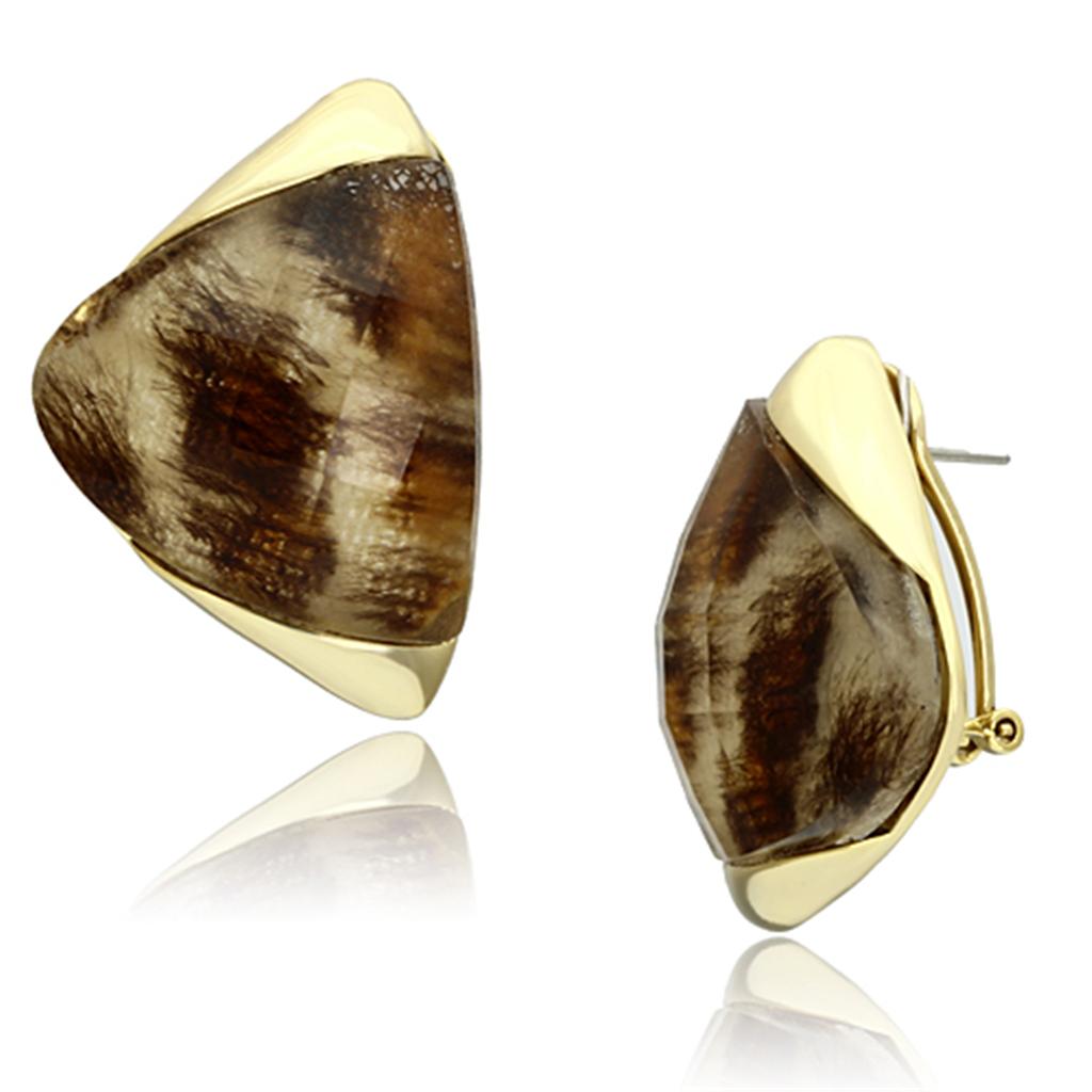 VL077 - IP Gold(Ion Plating) Brass Earrings with Synthetic Synthetic Stone in Animal pattern-0