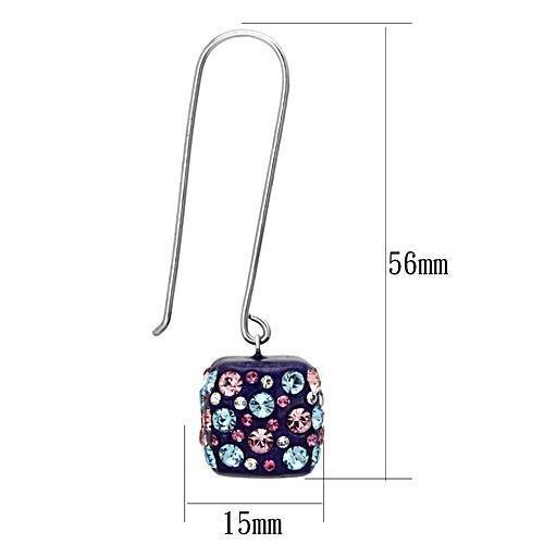 VL089 - High polished (no plating) Stainless Steel Earrings with Top Grade Crystal  in Multi Color-1