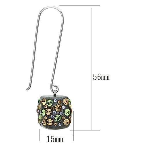 VL090 - High polished (no plating) Stainless Steel Earrings with Top Grade Crystal  in Multi Color-1