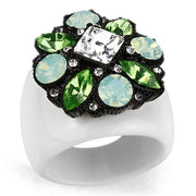 VL105 - IP Black(Ion Plating) Brass Ring with Top Grade Crystal  in Clear-0