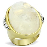 VL108 - IP Gold(Ion Plating) Stainless Steel Ring with Synthetic Synthetic Stone in Clear-0