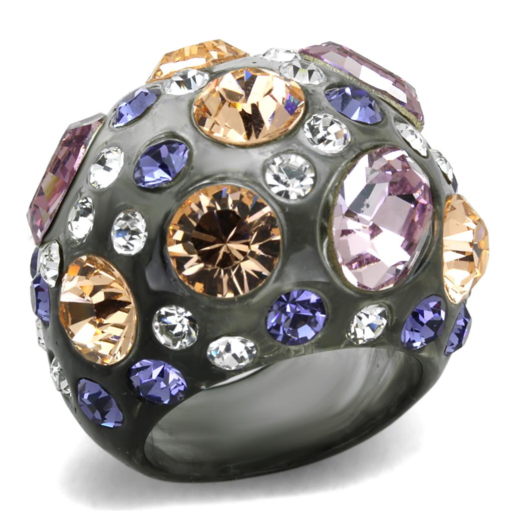 VL114 -  Resin Ring with Top Grade Crystal  in Multi Color-0