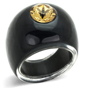 VL115 -  Resin Ring with Top Grade Crystal  in Light Smoked-0
