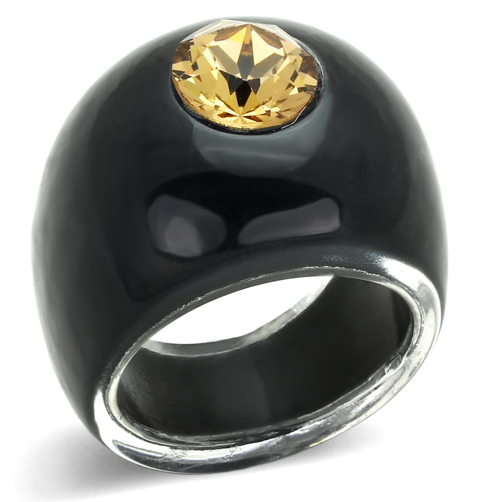 VL115 -  Resin Ring with Top Grade Crystal  in Light Smoked-0