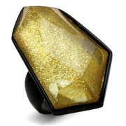 VL117 - IP Black(Ion Plating) Stainless Steel Ring with Synthetic Synthetic Stone in Citrine Yellow-0