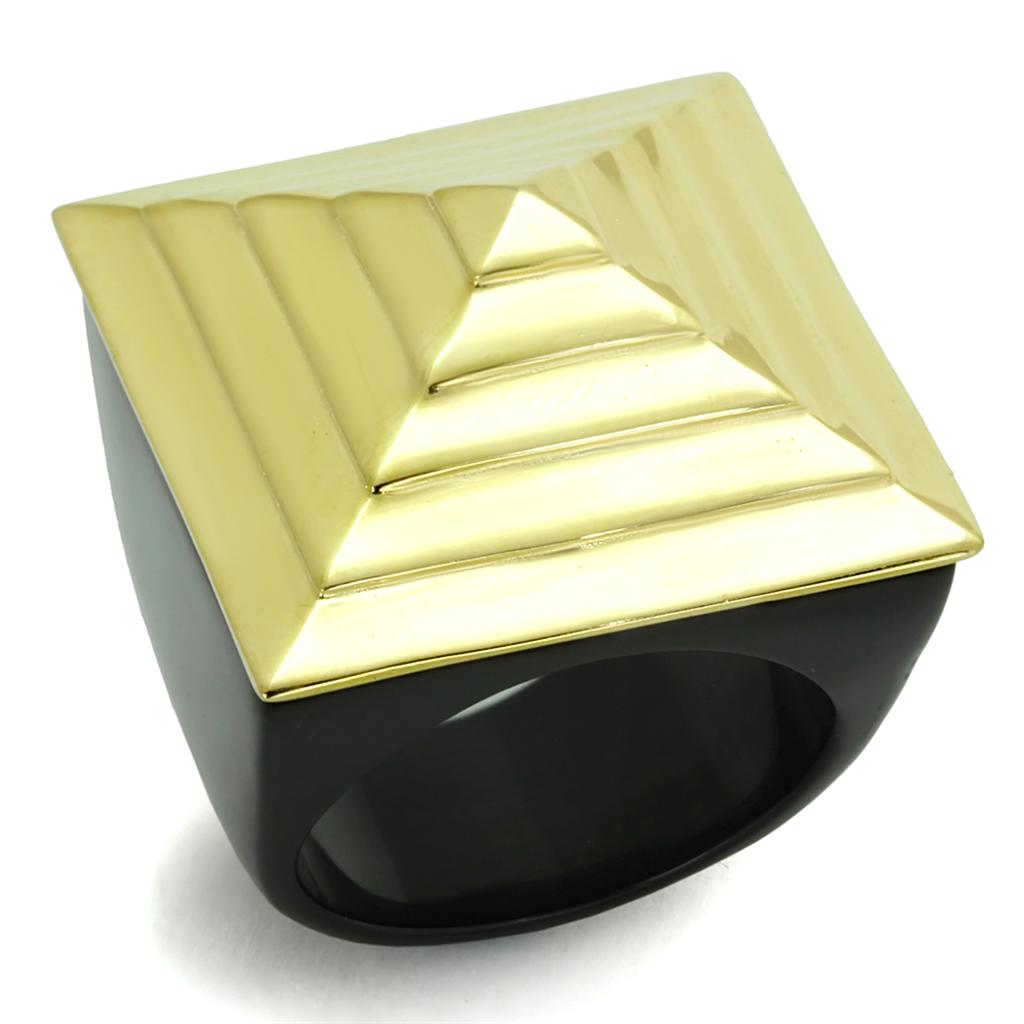 VL119 - IP Gold(Ion Plating) Stainless Steel Ring with No Stone-0