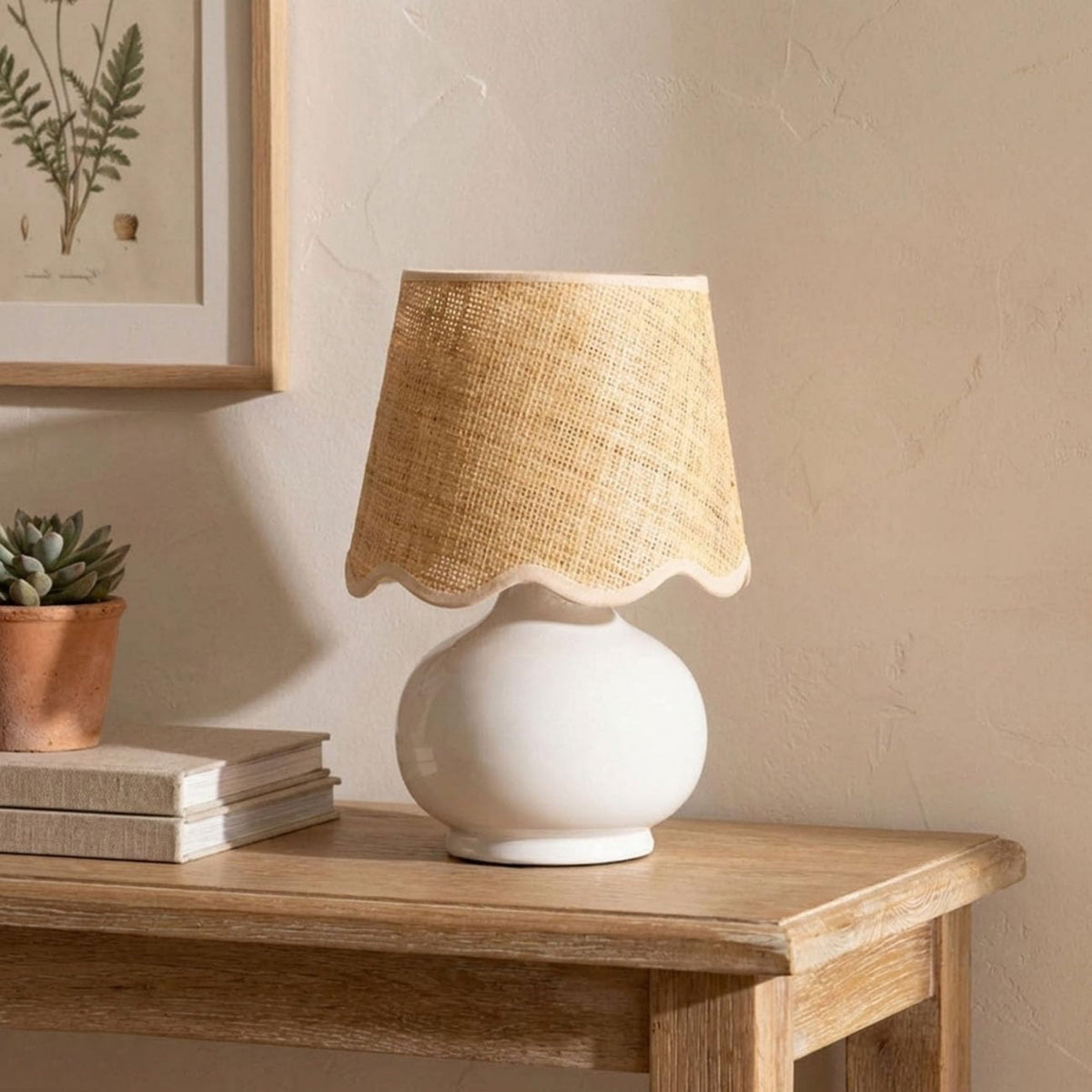 Benton Handmade Ceramic Table Lamp with Cotton Shade-0