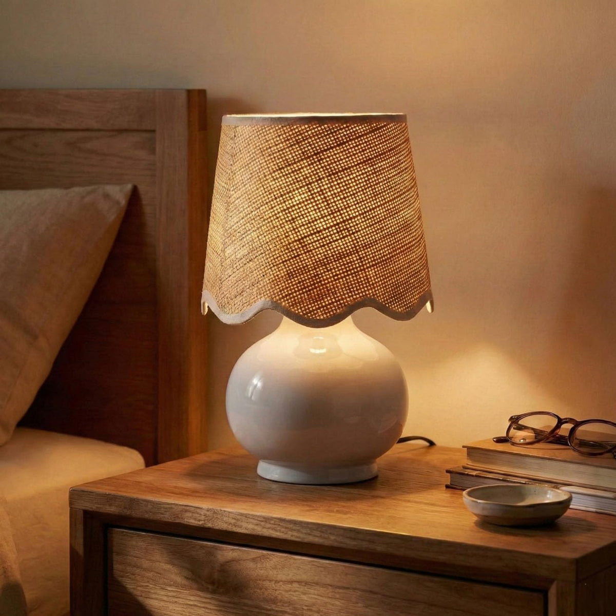 Benton Handmade Ceramic Table Lamp with Cotton Shade-2